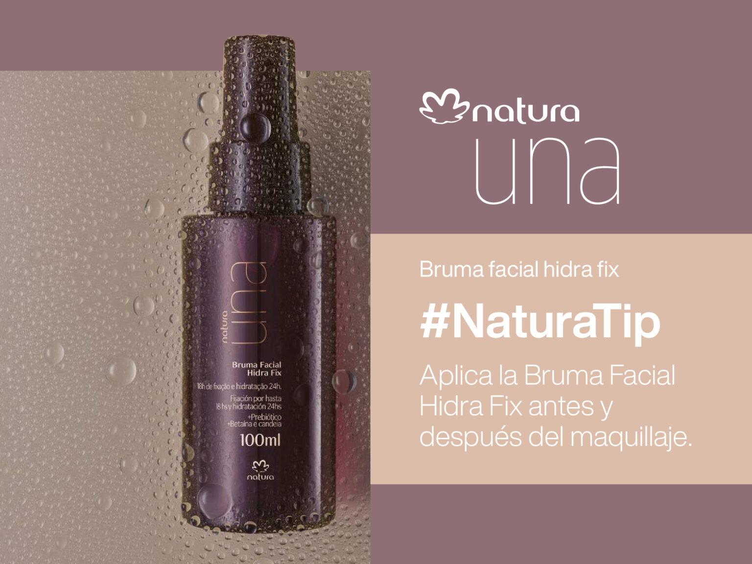 Bruma Hidra Fix Fijador De Maquillaje En Spray De Natura Una Natura